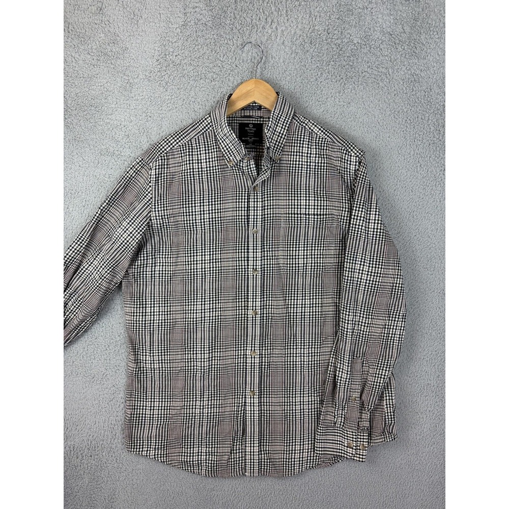 Heritage Viyella Shirt Mens L Wool Brown Check Long Sleeve Button Down Casual
